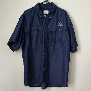 Ducks Unlimited Navy Blue Short Sleeve Button-Up Shirt size XL